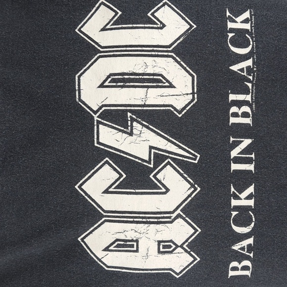 2004 AC/DC Back in Black logo spellout black & white rock band XL t-shirt - Picture 5 of 6